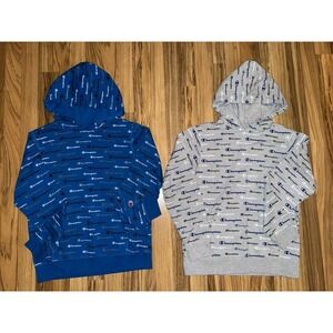 Champion Boys Sz XL Hoodie Sweatshirt Lot Royal‎ Blue Gray All Over Print EUC